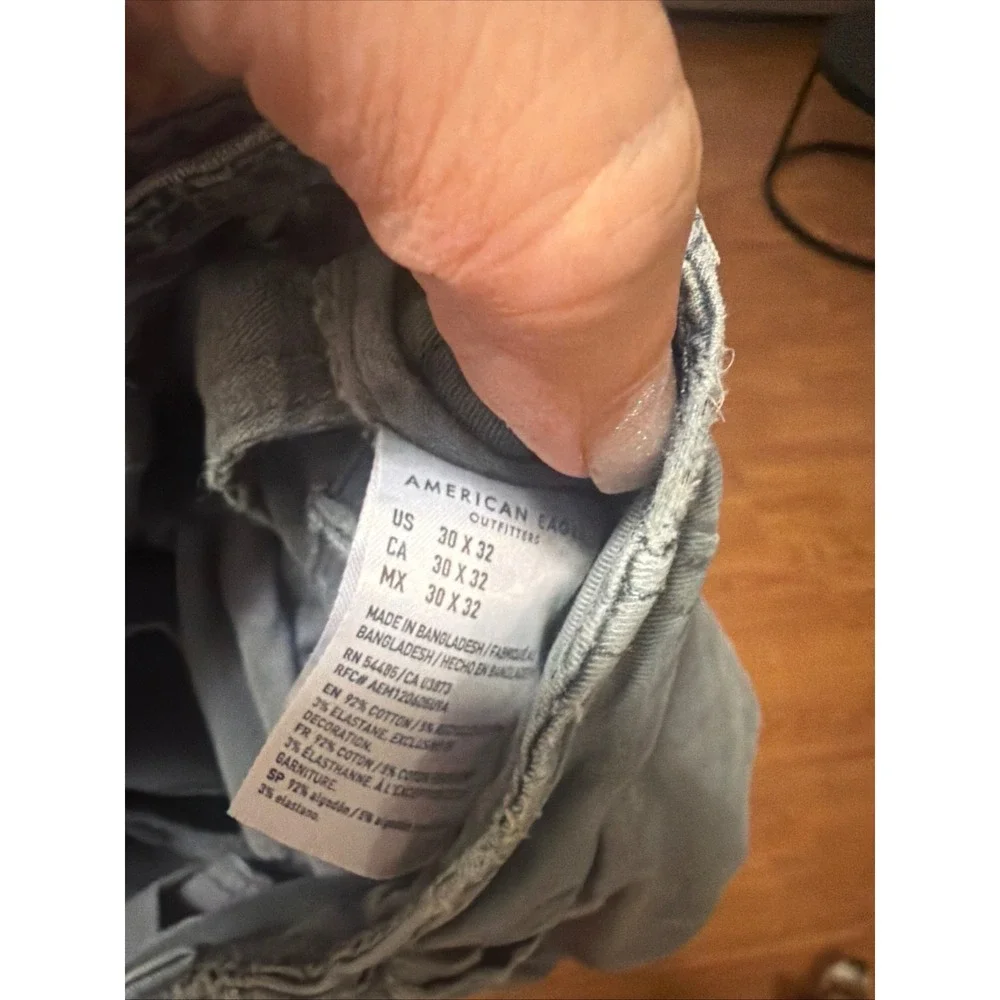 American Eagle Outfitters Flex Cargo Pants Gray Blue Straight Leg Size 30x32